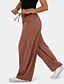 abordables jambe large et taille haute-Femmes Jambe large Slacks Streetwear Occasionnel Longueur complète Naturel Uni Avec Poches Conception à cordon élastique Confortable Rue Fête Rouge bordeaux Noir Vert Véronèse Marron clair Automne