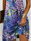billiga Blommiga klänningar-Dam Midiklänning Vardagsklänning T shirtklänning Solklänning A linjeklänning Semester Ledigt Strandstil Strand Normal Blommig Grafisk Löv Kortärmad V-hals Gul Rodnande Rosa Blå Purpur Sommar Vår