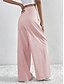 billige brede ben og højtaljet-Dame Bredt Bukseben Bukser Gade Afslappet Lang Høj Talje Vanlig Åndbarhed Blød Mikroelastisk Ferierejse Gade Dagligdagstøj Sort Lys pink Lyseblå Abrikos Efterår Regulær