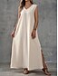 abordables Vestido Sencillo-Mujer Vestido maxi Vestido de una línea Vestido de verano Casual Diario Ajuste regular Plano Sin Mangas Escote en Pico Negro Blanco Púrpula Claro Verde Trébol Verano