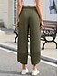 abordables Pantalón liso de lino y algodón-Mujer Pantalones de lino y algodón Chinos Moda Básico Longitud total Alta cintura Plano Bolsillo Correa Comodidad Al Aire Libre Microelástico Vacaciones Calle Diario Ejército verde Negro Azul Piscina
