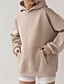 baratos Moletons e Sweatshirts Texturizados-Mulheres Pulôver Moletom Com Capuz Tecido Roupa de rua Casual Manga Longa Com Capuz Tops regulares Rua Feriado Bolsos Preto Branco cáqui Outono Inverno