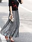 billige Chiffon skjørt-Dame الالتفاف Mote Fritid Maksi Høy Midje Skjørt عادي Flettet Mikroelastisk Fritid / hverdag Helg Sølv Svart Gylden Rød Sommer Polyester