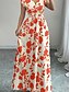 voordelige Bloemenjurken-Dames Maxi-jurk A lijn jurk Vakantie Casual Boho Buiten Uitgaan Standaard pasvorm Bloemig Korte mouw V-hals Zwart Rood blauw Oranje Zomer