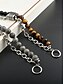 baratos Jóias Masculinas-Pulseira masculina de corrente com contas de pedra natural – pulseira ajustável de dois fios com fecho de alavanca para moda casual, urbana e de festa