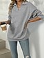 voordelige Textured Hoodies en Sweatshirts-Dames Trui-sweatshirt Sweatshirts Effen Streetwear Casual Lange mouw V-hals Normale tops Straat Feestdagen Uitgaan Zwart Blozend Roze Licht Grijs Licht Blauw Herfst Winter