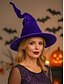 ieftine Pălării de damă-Pălărie de vrăjitoare din catifea pentru femei, pentru Halloween – accesoriu de costum gotic cu vârf ascuțit, potrivit pentru cosplay, petreceri și festivaluri pentru femei