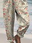 billige ferie jumpsuit-Dame Normal Kjeledresser Gatemote Blomstret Kortermet Bred Bukseben U-hals Lomme Trykt mønster Gate Daglig Normal Kakifarget Sommer