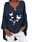 economico Camicie-Camicie da donna in cotone, a farfalla, eleganti, basiche, casual, a maniche lunghe, con scollo a V, da giorno, con stampa, nere, blu navy, blu cielo, estive, invernali