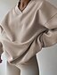 abordables Sudaderas y Sudaderas con Capucha Texturizadas-Mujer Sudadera Sudaderas Plano Ropa de calle Casual Manga Larga Escote en Pico Tops regulares Calle Festivos Noche Retazos Negro Marrón Beige Gris Otoño Invierno