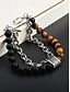 baratos Jóias Masculinas-Pulseira masculina de corrente com contas de pedra natural – pulseira ajustável de dois fios com fecho de alavanca para moda casual, urbana e de festa