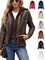 abordables Chaquetas de cuero sintético-Mujer Chaqueta de cuero sintético Cómodo Bolsillo Full Zip Moda Estilo callejero Plano Exterior Casual Diario Regular Con Capucha Ajuste regular Manga Larga Ropa de calle Negro Blanco Rojo Primavera
