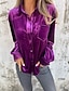 abordables Blusas y camisas de mujer-Mujer Camisa Plano Elegante Moderno Manga Larga Cuello Camisero Tops regulares Trabajo Diario Noche Botones Verde Ejército Morado Marrón Rosa Brillante Primavera Otoño