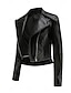 abordables Vestes en simili cuir-Femmes Veste en Similicuir Confortable Fermeture intégrale Mode street style Uni Extérieur Décontracté Quotidien Régulier Col Rabattu Coupe régulière manche longue Vêtements d&#039;extérieur Noir Rouge