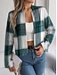 abordables Manteaux 3D-Femmes Veste Décontractée Confortable Respirant Imprimé Occasionnel Plaid Vacances Rue Tenue quotidienne Sortir Ouvert devant Court Col montant Coupe régulière manche longue Vêtements d&#039;extérieur