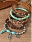 billige Dame armbånd-Sæt med boho perlebesatte armbånd med lagdelt charme til kvinder – vintage-stil armbånd i træ, turkis og ruskind med blad- og geometriske vedhæng, ideelt til fritidsbrug, festivaler og strandferier