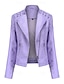 voordelige Imitatieleren jassen-Dames Jas van imitatieleer Winddicht Comfortabel Zak Volledige ritssluiting Modieus Buiten Effen Straat Casual / Dagelijks Normaal Strijkijzer Normale pasvorm Lange mouw bovenkleding Diep Paars Zwart