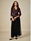 voordelige Elegante topjes-Dames Blouse Avondtops Elegant metallinen Stijlvol 3/4 mouw V-hals Normale tops Bruiloft gast Avond Feest Semi formeel strik voorkant Bruin Lente, Herfst, Winter, Zomer