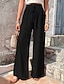 voordelige wijde pijpen en hoge taille-Dames Breed Been Broeken Palazzo-broek Modieus Streetwear Volledige lengte Hoge taille Effen Elastische taille Ademend Comfortabel Straat Alledaagse kleding Uitgaan Zwart Lente Herfst Normale pasvorm