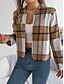 abordables Manteaux 3D-Femmes Veste Décontractée Confortable Respirant Imprimé Occasionnel Plaid Vacances Rue Tenue quotidienne Sortir Ouvert devant Court Col montant Coupe régulière manche longue Vêtements d&#039;extérieur