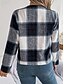 abordables Manteaux 3D-Femmes Veste Décontractée Confortable Respirant Imprimé Occasionnel Plaid Vacances Rue Tenue quotidienne Sortir Ouvert devant Court Col montant Coupe régulière manche longue Vêtements d&#039;extérieur