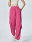 abordables pantalon cargo femme-Femmes Pantalons Cargo Slacks Streetwear Occasionnel Longueur complète Naturel Uni Avec Poches Conception à cordon élastique Doux Tenue quotidienne Week-end Noir Rouge Fuchsia Gris argenté Automne