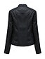 voordelige Imitatieleren jassen-Dames Jas van imitatieleer Winddicht Comfortabel Zak Volledige ritssluiting Modieus Buiten Effen Straat Casual / Dagelijks Normaal Strijkijzer Normale pasvorm Lange mouw bovenkleding Diep Paars Zwart