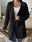 billiga Öppen front cardigan-Dam Tröja Kofta Mode Streetwear Dagligen Ensfärgat Ribbad Öppen front Ficka Stickat Långärmad Långa toppar Sticka Helgdag Utekväll Helgen Svart Vit Höst Vinter