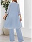 abordables Costumes-pantalons pour maman-Robe de mère de la mariée 3 pièces invitée de mariage élégante simple décolleté en V longueur sol polyester manches longues avec couleur unie