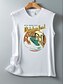 baratos Loja Gráfica Regatas &amp; Camis-Oktoberfest Mulheres Camisola Regata Letra Diário Casual Sem Manga Gola Redonda Tops regulares Diário Imprimir Preto Branco Vinho Azul Marinha Verão Primavera