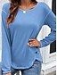 abordables T-shirt uni-Blouse femme couleur unie élégante décontractée col rond à manches longues tops réguliers quotidiens patchwork noir rose vin kaki bleu clair automne préautomne