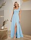 economico Abiti da damigella-Abito da damigella a trapezio, scollo quadrato, senza maniche, schiena scoperta, lunghezza pavimento, in chiffon con fiocco/i