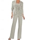 abordables Moins de 129,99 $-Pantalon Mère de la Mariée Robe Invité de Mariage Élégante Simple Décolleté Carré Longueur Maxi Polyester Manches 3/4 avec Couleur Unie