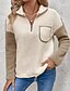 ieftine Hanorace pufoase-Pentru femei Hanorace Hanorace cu fermoar Bloc Culoare Șic Stradă Casual Sherpa Fleece Manșon Lung Gât Înalt Topuri obișnuite Stradă Concediu Ieșire Quarter Zip Kaki Iarnă