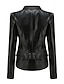 abordables Vestes en simili cuir-Femmes Veste en Similicuir Confortable Fermeture intégrale Mode street style Uni Extérieur Décontracté Quotidien Régulier Col Rabattu Coupe régulière manche longue Vêtements d&#039;extérieur Noir Rouge