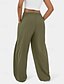 abordables jambe large et taille haute-Femmes Jambe large Slacks Streetwear Occasionnel Longueur complète Naturel Uni Avec Poches Conception à cordon élastique Confortable Rue Fête Rouge bordeaux Noir Vert Véronèse Marron clair Automne