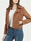 abordables Vestes en simili cuir-Femmes Veste Décontractée Gilet en daim Coupe-vent Chaud Fermeture éclair Avec Poches Mode Moderne Occasionnel Couleur Unie Sortir Week-end Fermeture éclair Régulier Revers en Pointe Coupe régulière