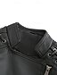 voordelige Imitatieleren jassen-Dames Jas van imitatieleer Winddicht Comfortabel Zak Volledige ritssluiting Modieus Buiten Effen Straat Casual / Dagelijks Normaal Strijkijzer Normale pasvorm Lange mouw bovenkleding Diep Paars Zwart