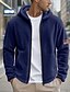cheap Casual Jackets-Men&#039;s Winter Jacket Teddy Coat Casual Jacket Vacation Daily Thermal Warm Pocket Fleece Fall Winter American Flag Fashion Streetwear Hooded Regular Dark Gray Black Navy Blue Khaki Jacket