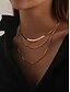 levne Dámský náhrdelník-Dámský zlatý vrstvený řetízkový náhrdelník – sada chokerů ze slitiny, trendy minimalistické šperky na večírky, rande a večerní zábavu