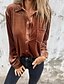 abordables Blusas y camisas de mujer-Mujer Camisa Plano Elegante Moderno Manga Larga Cuello Camisero Tops regulares Trabajo Diario Noche Botones Verde Ejército Morado Marrón Rosa Brillante Primavera Otoño