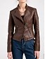 voordelige Imitatieleren jassen-Dames Jas van imitatieleer Winddicht Comfortabel Zak Volledige ritssluiting Modieus Buiten Effen Straat Casual / Dagelijks Normaal Strijkijzer Normale pasvorm Lange mouw bovenkleding Diep Paars Zwart