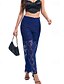 economico gamba larga e vita alta-Per donna Gamba larga Pantaloni Eleganti Streetwear Casual Lunghezza intera Naturale Semplice Pizzo Patchwork Elastico in vita Confortevole Ferie Uscire Verde translucido Nero Bianco Blu scuro Autunno