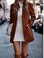 abordables Abrigos de Invierno-Mujer Abrigo Mantiene abrigado Cómodo Bolsillo Moda Moderno Plano Trabajo Diario Frente Abierto Regular Escote Chino Ajuste regular Manga Larga Ropa de calle Negro Marrón Caqui Otoño Invierno