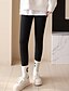 billiga Fleece-fodrade leggings-Dam Byxor Damasker Streetwear Ledigt Fullängd Naturlig Slät Elastisk midja Mjuk Utomhus Semester Helgdag Mörkgrått Svart Ljusgrå Vinter Normal