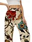 baratos perna larga e cintura alta-Mulheres Perna larga Calças Roupa de rua Casual Comprimento total Natural Flor Imprimir Design de cordão elástico Confortável Roupa Diária Final de semana Vermelho Outono Normal