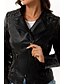 voordelige Imitatieleren jassen-Dames Jas van imitatieleer Winddicht Comfortabel Zak Volledige ritssluiting Modieus Buiten Effen Straat Casual / Dagelijks Normaal Strijkijzer Normale pasvorm Lange mouw bovenkleding Diep Paars Zwart