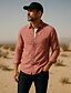 abordables Chemises élite-Homme Chemise en lin Chemise boutonnée Chemise Décontractée Couleur Unie Formel Occasionnel Blanche Vert Claire Rouge Marine foncé manche longue Col Rabattu Été Hiver Vêtement Tenue Pur