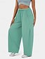 abordables jambe large et taille haute-Femmes Jambe large Slacks Streetwear Occasionnel Longueur complète Naturel Uni Avec Poches Conception à cordon élastique Confortable Rue Fête Rouge bordeaux Noir Vert Véronèse Marron clair Automne