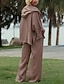 billiga Uppsättningar-Dam Mode Streetwear Blus Byxuppsättningar Bolero Top Långärmad Huva Ensfärgat Semester Ledigt / vardag Vit Rodnande Rosa Brun Vår Normal